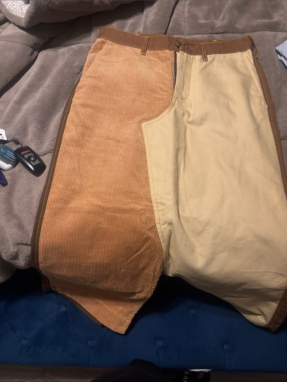 Eddie Bauer Two-Tone Corduroy Skirt - Tan & Cream